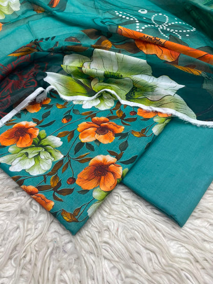 3Pc Lawn Digital Printed Unstitched Suit 15
