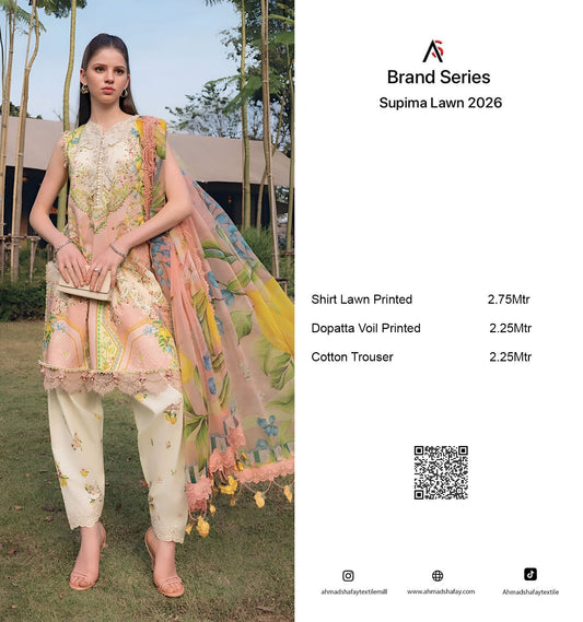 Supima Lawn 3Pc Unstitched Suit Vol-02