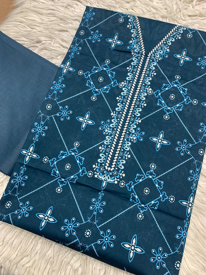 2Pc Bin Noor Fab Lawn Kameez & Dyed Trouser Suit Vol-39