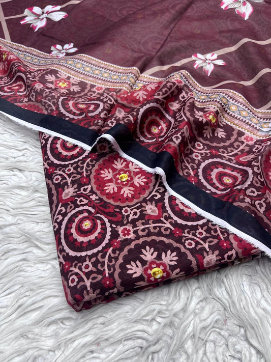 Sapphire 3Pc Bana Dora Lawn Unstitched Suit Vol-0125