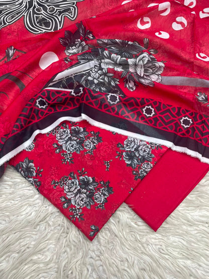 3Pc Lawn Digital Printed Unstitched Suit 15