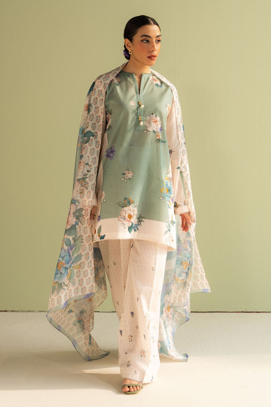 3Pc Supima Lawn Unstitched Suit 1432