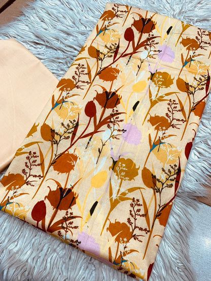 2Pc Sapphire Lawn Shirt & Dyed Trouser Unstitched Suit Vol-0201