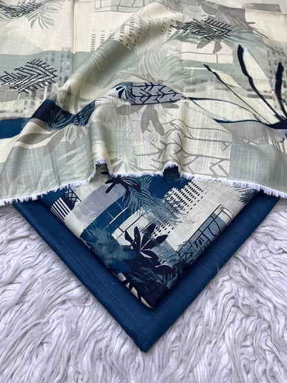 3Pc Slub Khaddar Unstitched Suit Vol-0137