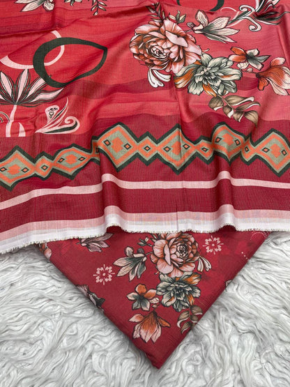 3Pc Chamki Khaddar Unstitched Suit Vol-452