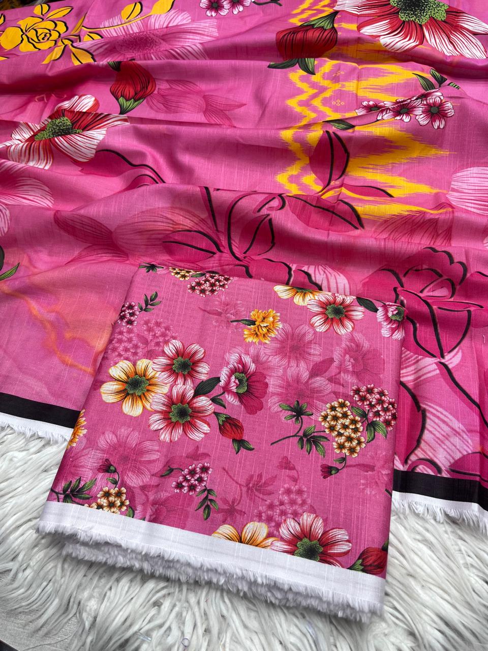 3Pc Slub Khaddar Unstitched Suit - 405