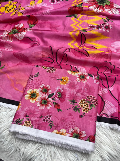 3Pc Slub Khaddar Unstitched Suit - 405