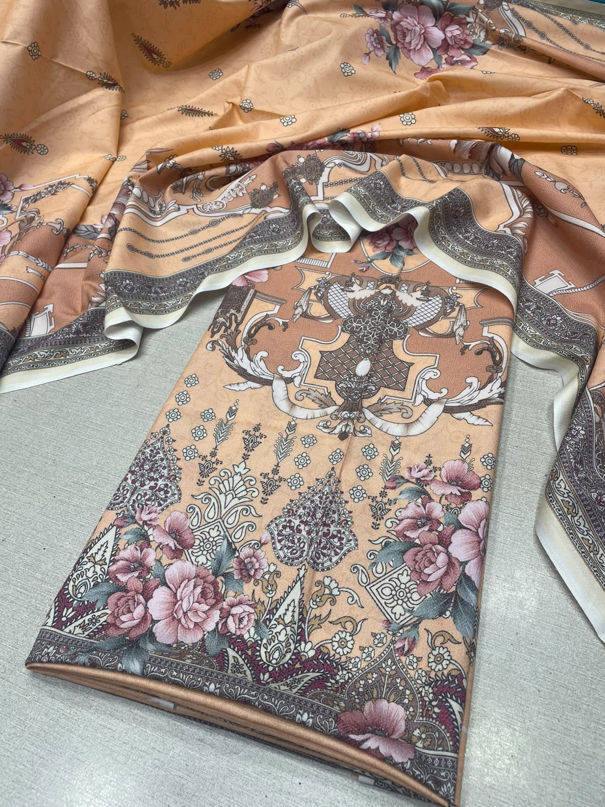 2Pc Dhanak Kameez & Dupatta Unstitched Suit 74