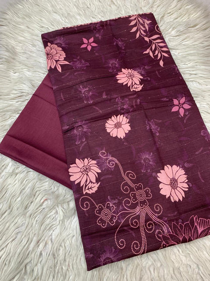 2Pc Printed Silvery Lawn Unstitched Suit 0180