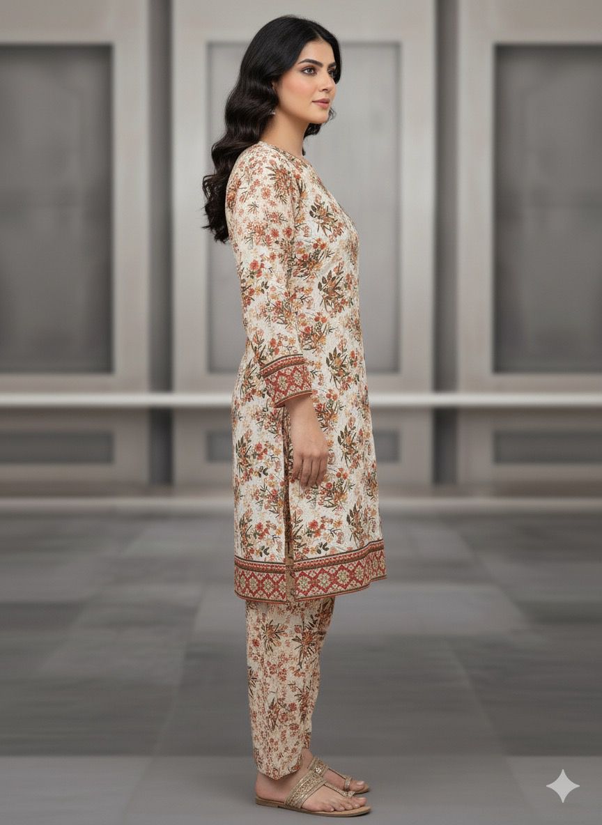 2 PC Cotton Allover Unstitched Suit Vol-1939