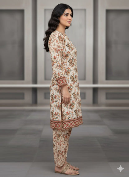 2 PC Cotton Allover Unstitched Suit Vol-1939