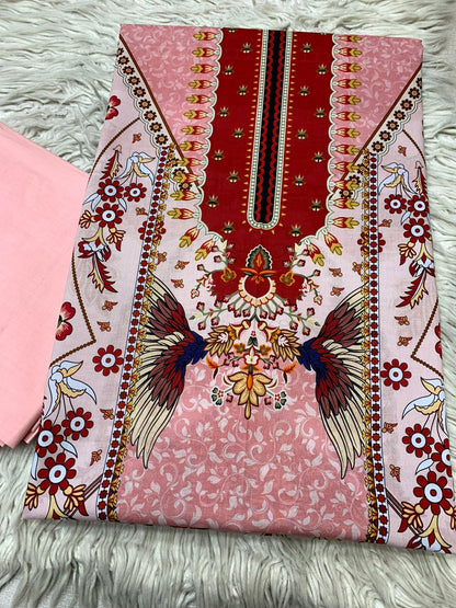 2Pc Bin Noor Fab Lawn Kameez & Dyed Trouser Suit Vol-65