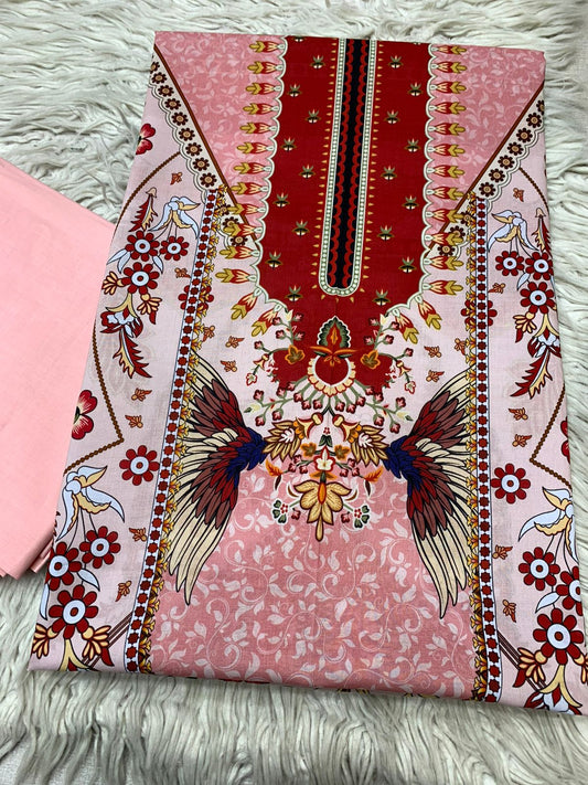 2Pc Bin Noor Fab Lawn Kameez & Dyed Trouser Suit 65