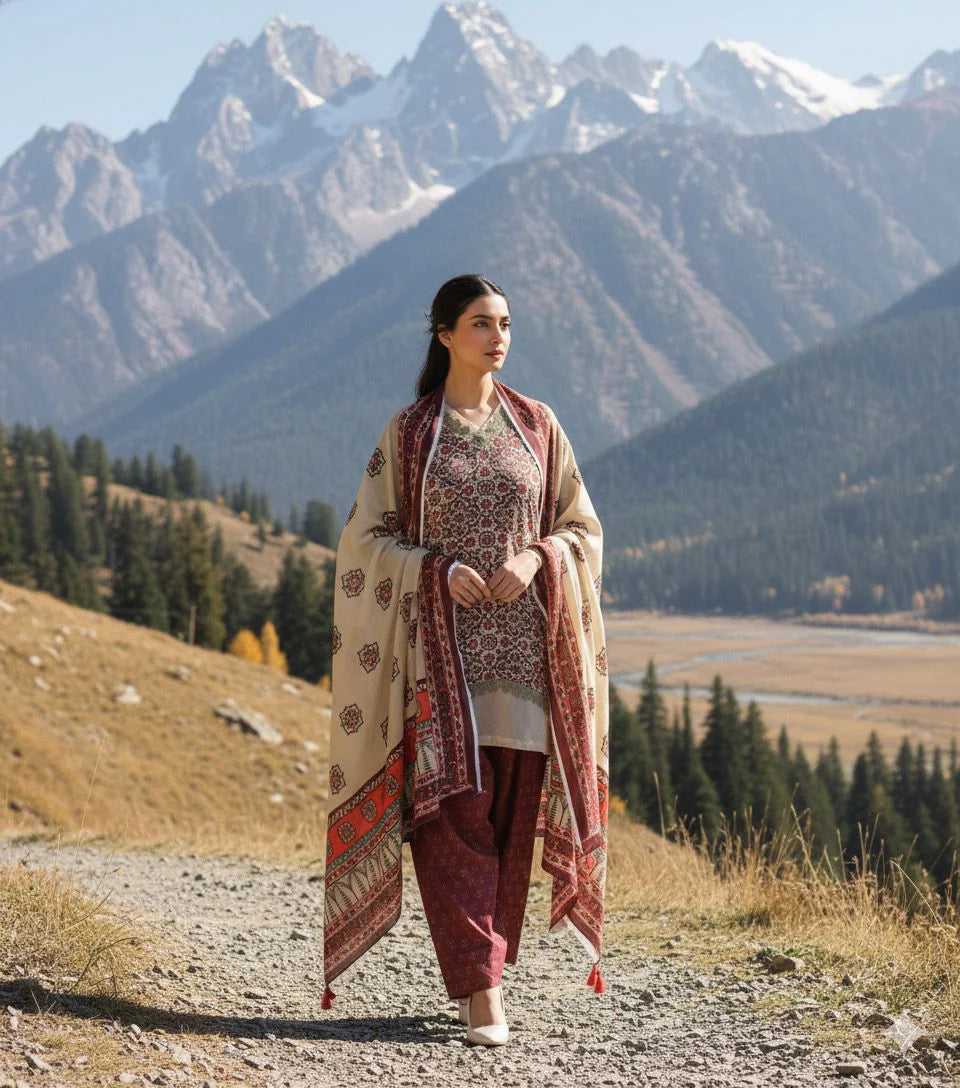 3Pc Supima Lawn Suit Vol-0011