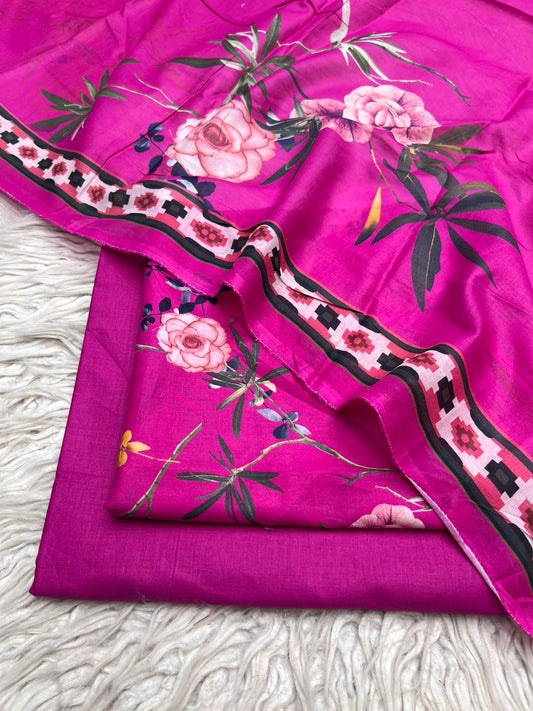 90x88 Lawn 3Pc Printed Suit Vol-0020