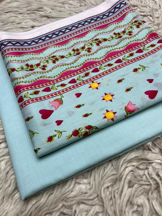 2Pc Lawn Kameez & Dyed Trouser Suit Vol-02