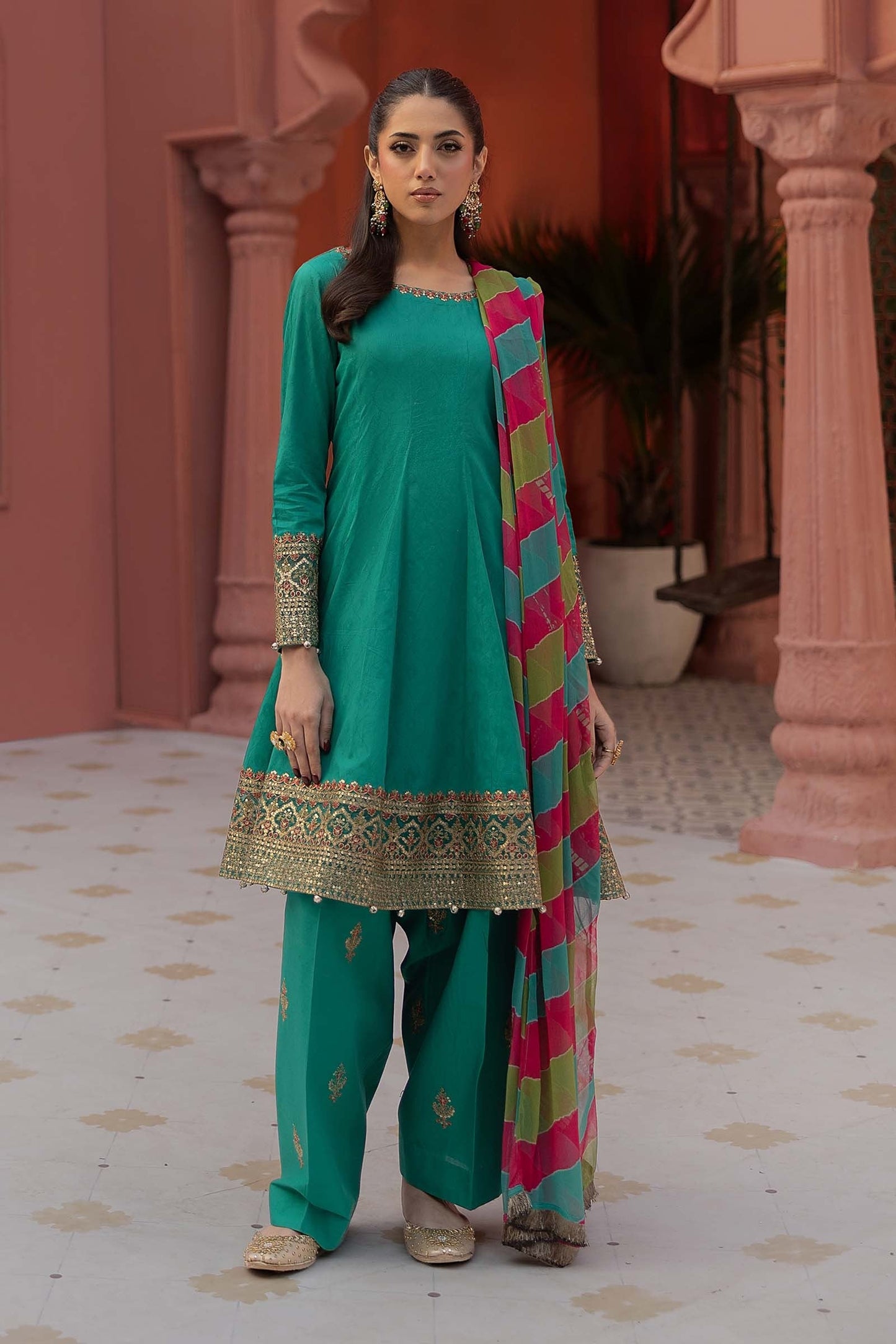 3Piece Embroidered Ricamo Dress