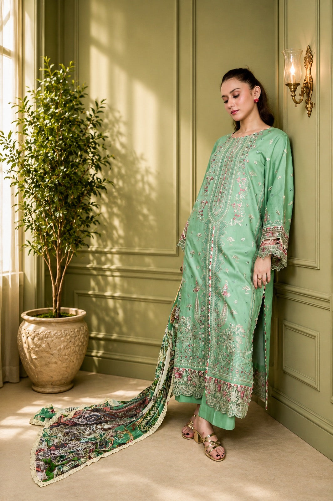 NOURA LUXURY ROYALE EMBROIDERED DRESS