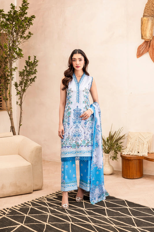 Firdous - Printed - Lawn - 3pc - D128