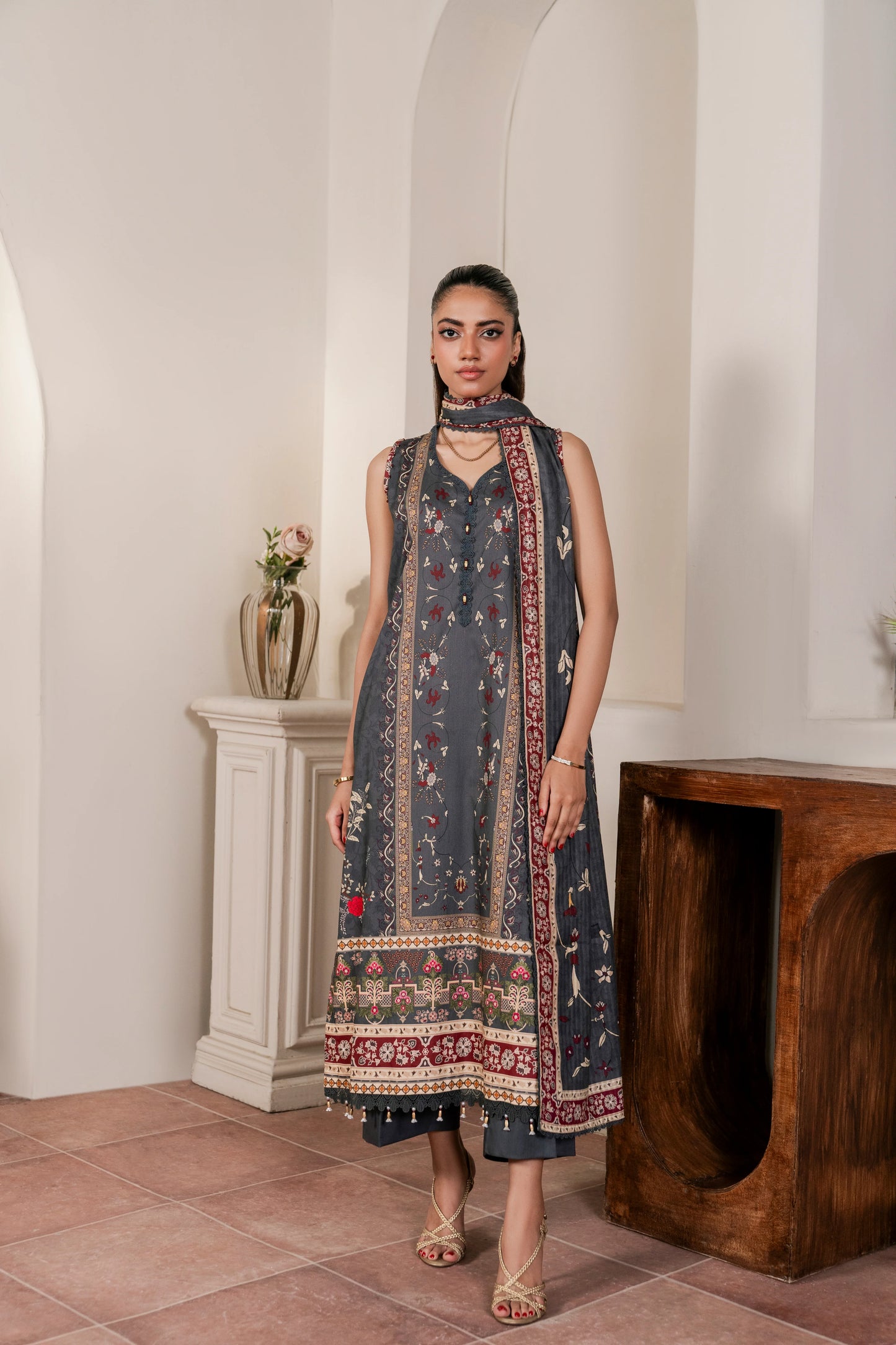 3 PC Firdous Cambric Printed Unstitched Suit D-758