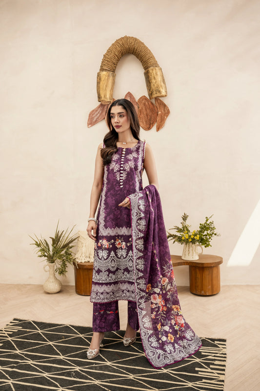 Firdous - Printed - Lawn - 3pc - D124