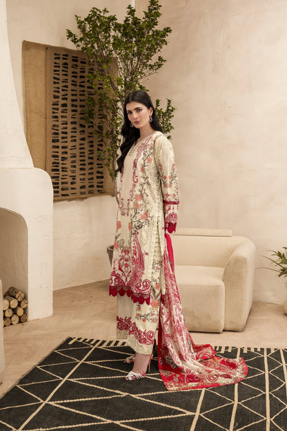 3PC Firdous Lawn  Unstiched Suit Vol-006