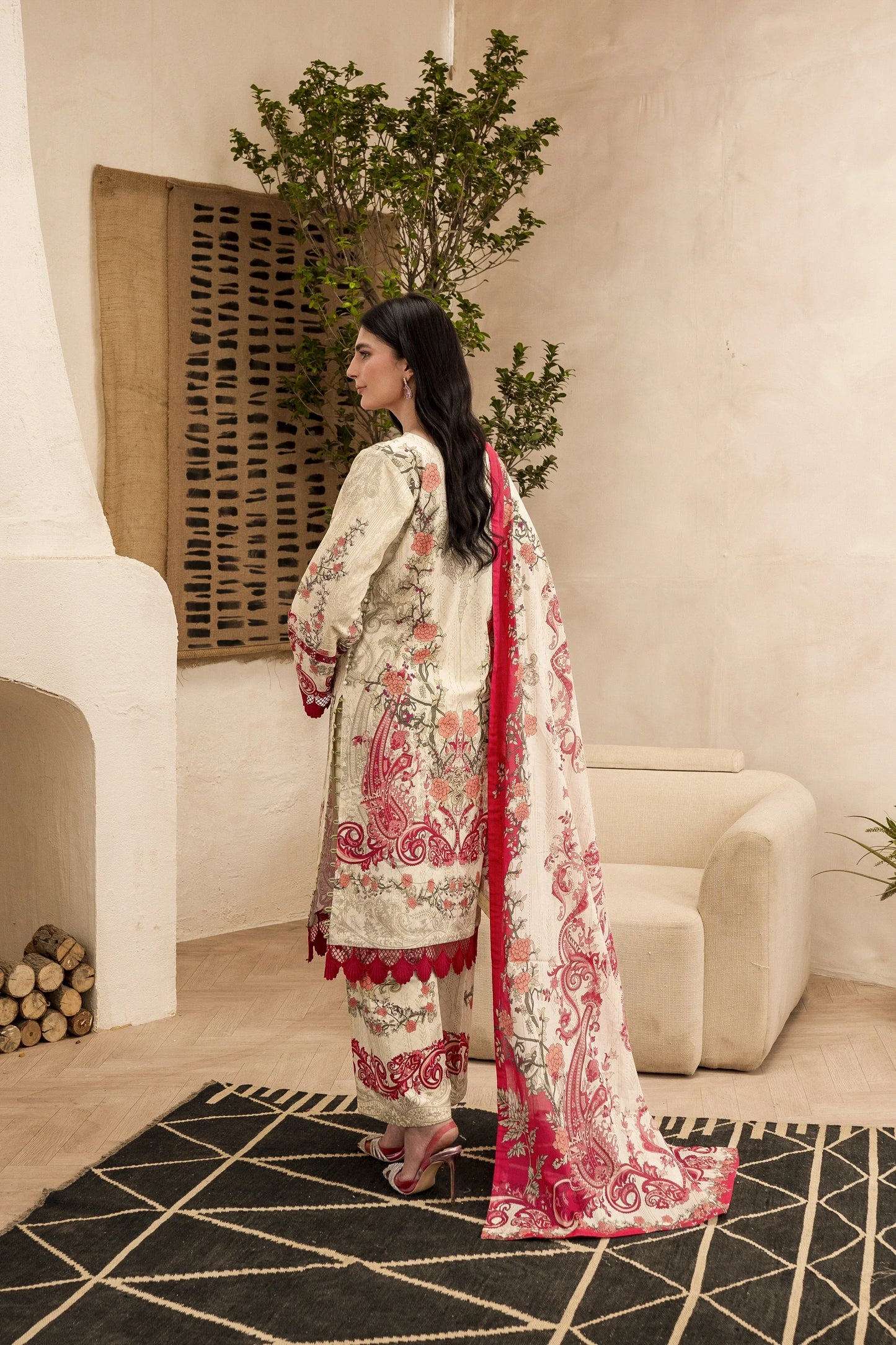 3PC Firdous Lawn  Unstiched Suit Vol-006