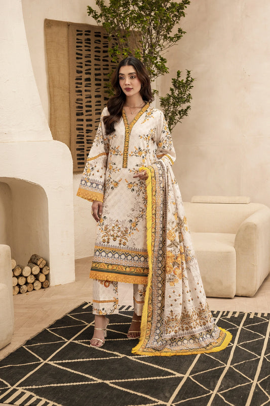 Firdous - Printed - Lawn - 3pc - D121