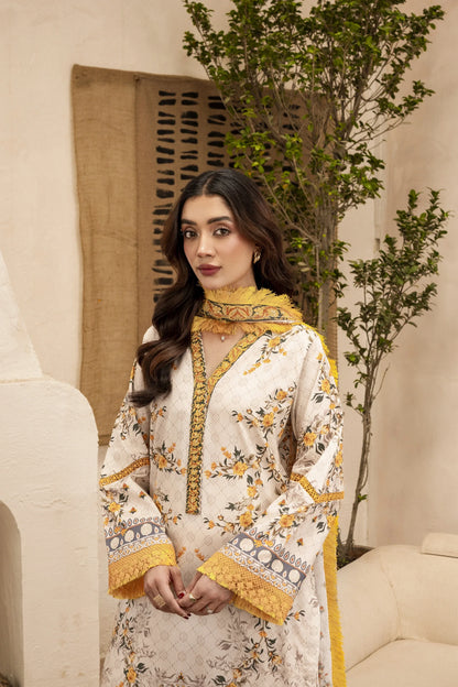 90/88 Firdous - Printed - Lawn - 3pc - D121 (1)