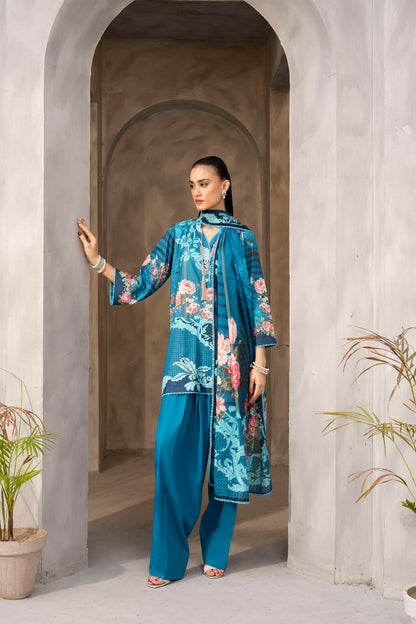 90/88 3PC Firdous Lawn  Unstiched Suit Vol-0033