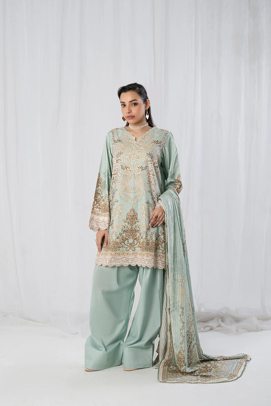 3PC Firdous Cambric Printed Unstitched Suit Vol-0095