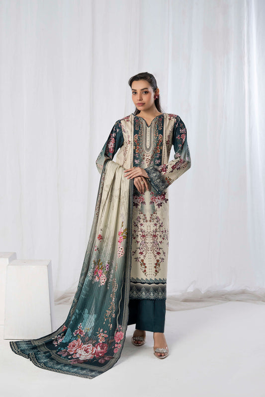 3PC Firdous Cambric Printed Unstitched Suit Vol-0095