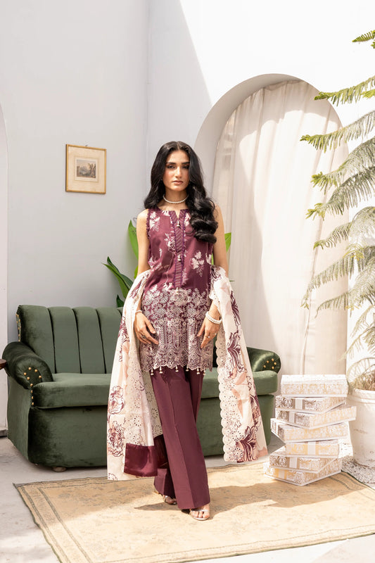 Firdous - Embroidered - Printed - Lawn - 3pc - D710