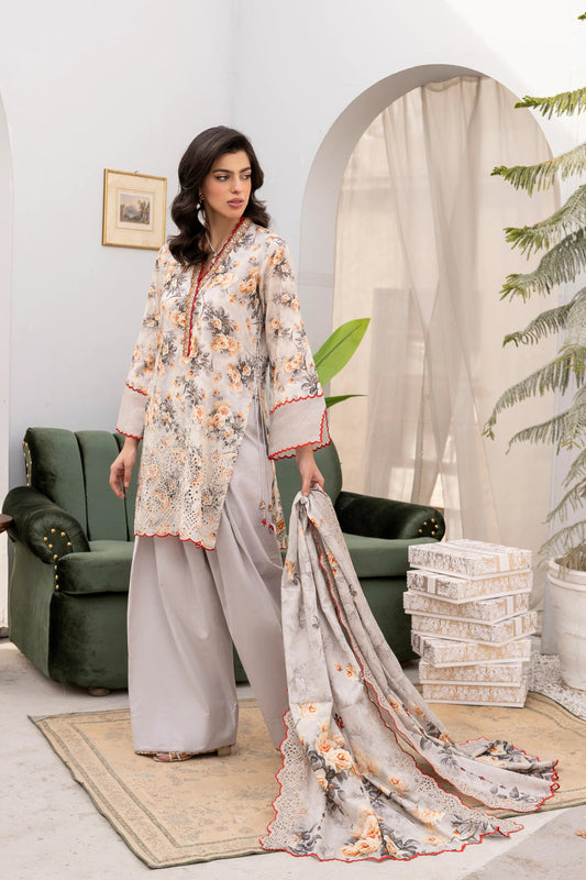 Firdous - Embroidered - Printed - Lawn - 3pc - D773
