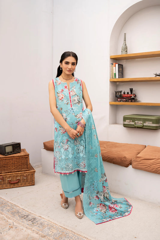 Firdous - Embroidered - Printed - Lawn - 3pc - D774