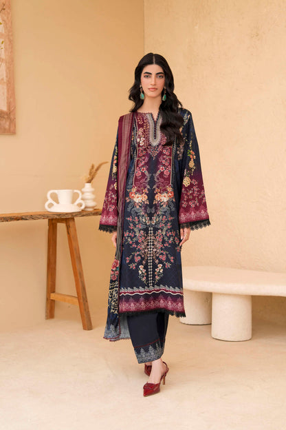 3Pc Firdous Silk Lumen Digital Printed Unstitched Suit Vol-0130