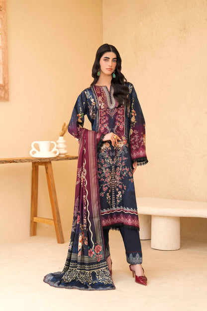 3Pc Firdous Silk Lumen Digital Printed Unstitched Suit Vol-0130