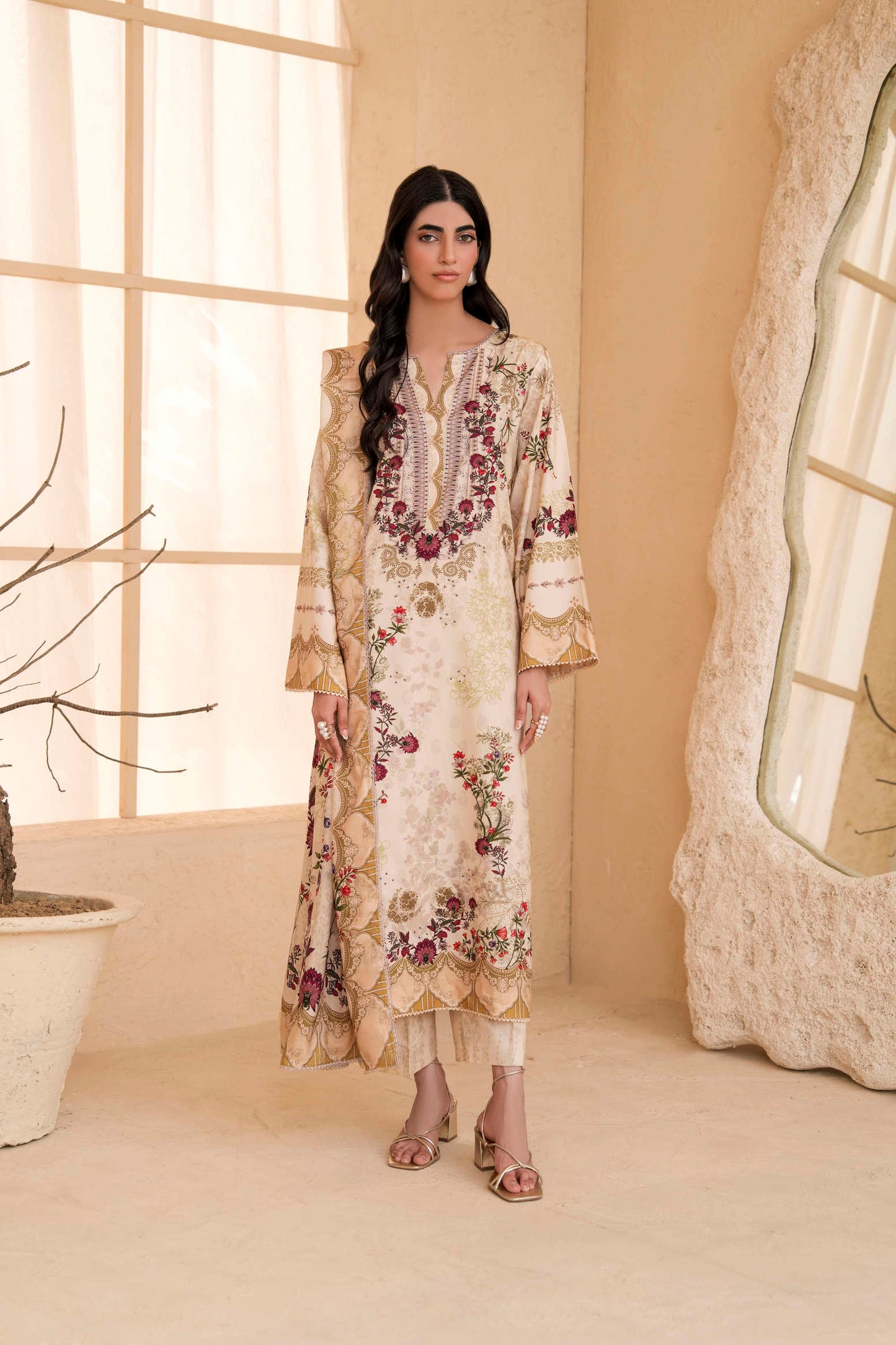3Pc Firdous Silk Lumen Digital Printed Unstitched Suit Vol-0130
