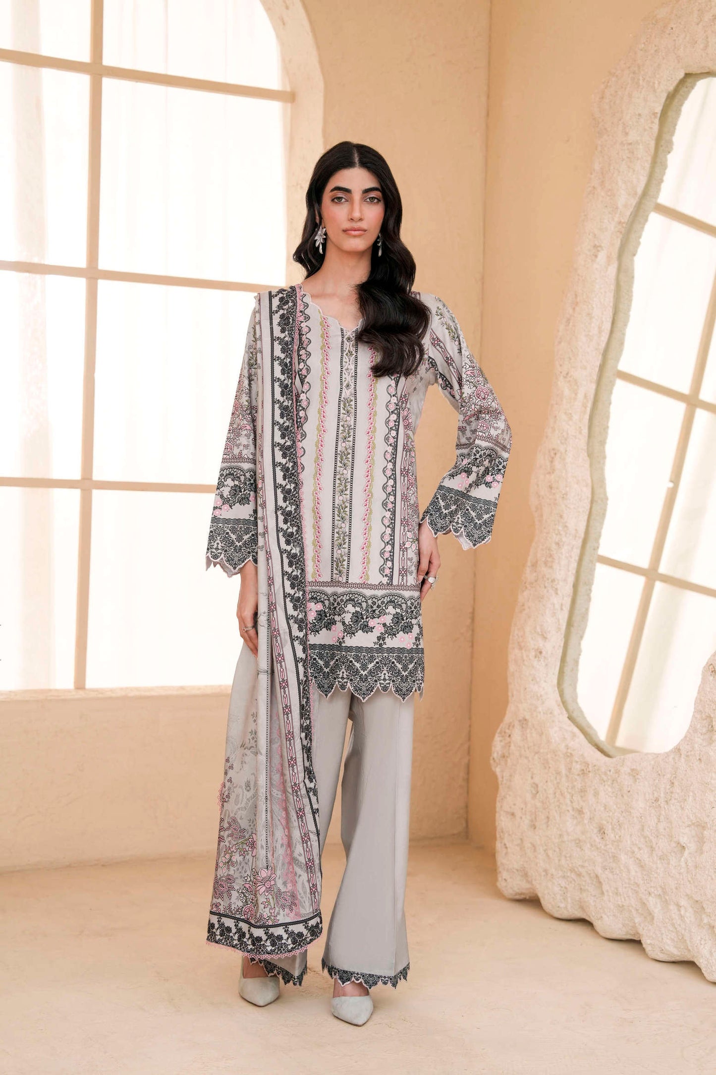 3Pc Firdous Silk Lumen Digital Printed Unstitched Suit Vol-0130