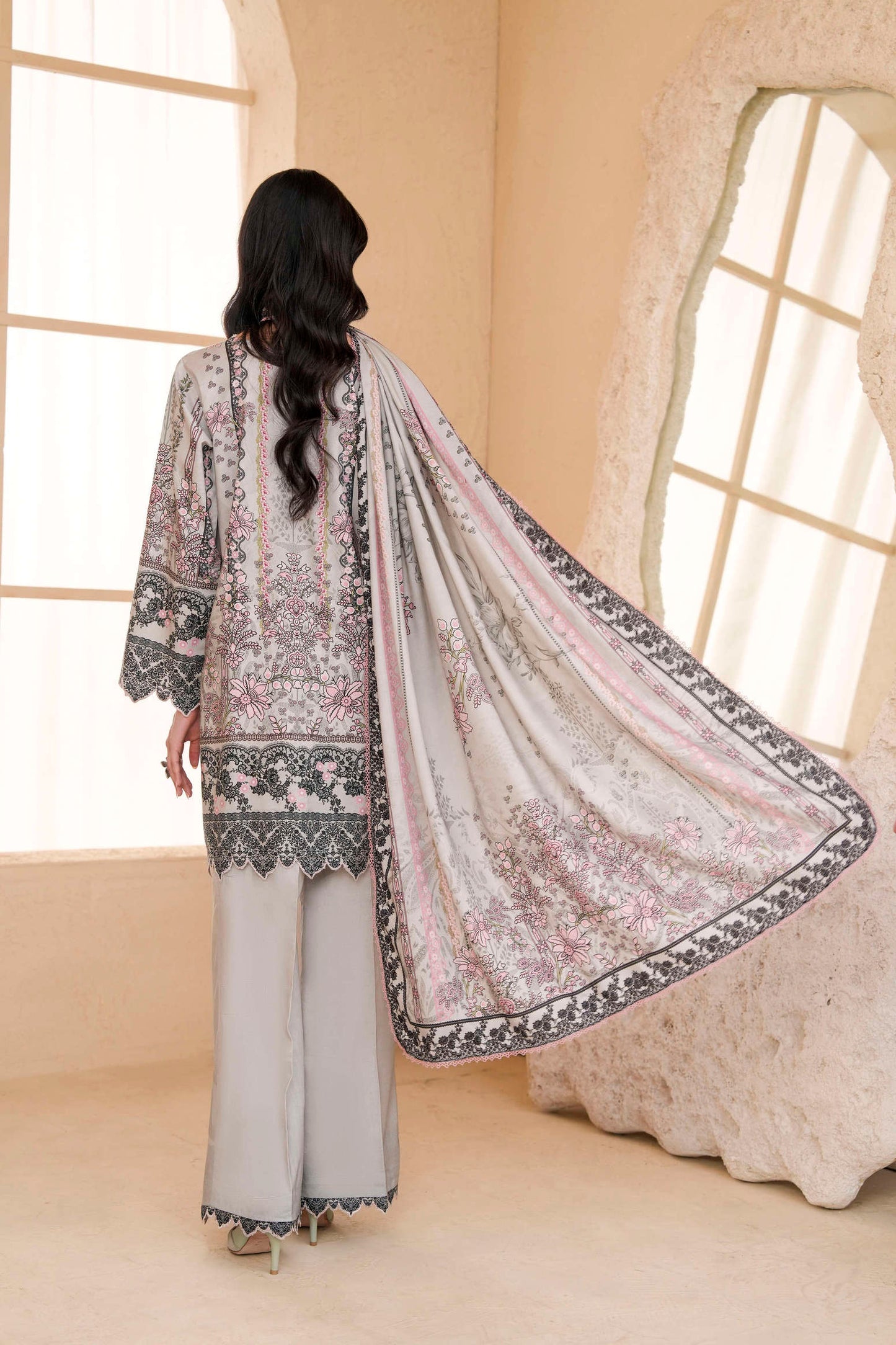 3Pc Firdous Silk Lumen Digital Printed Unstitched Suit Vol-0130