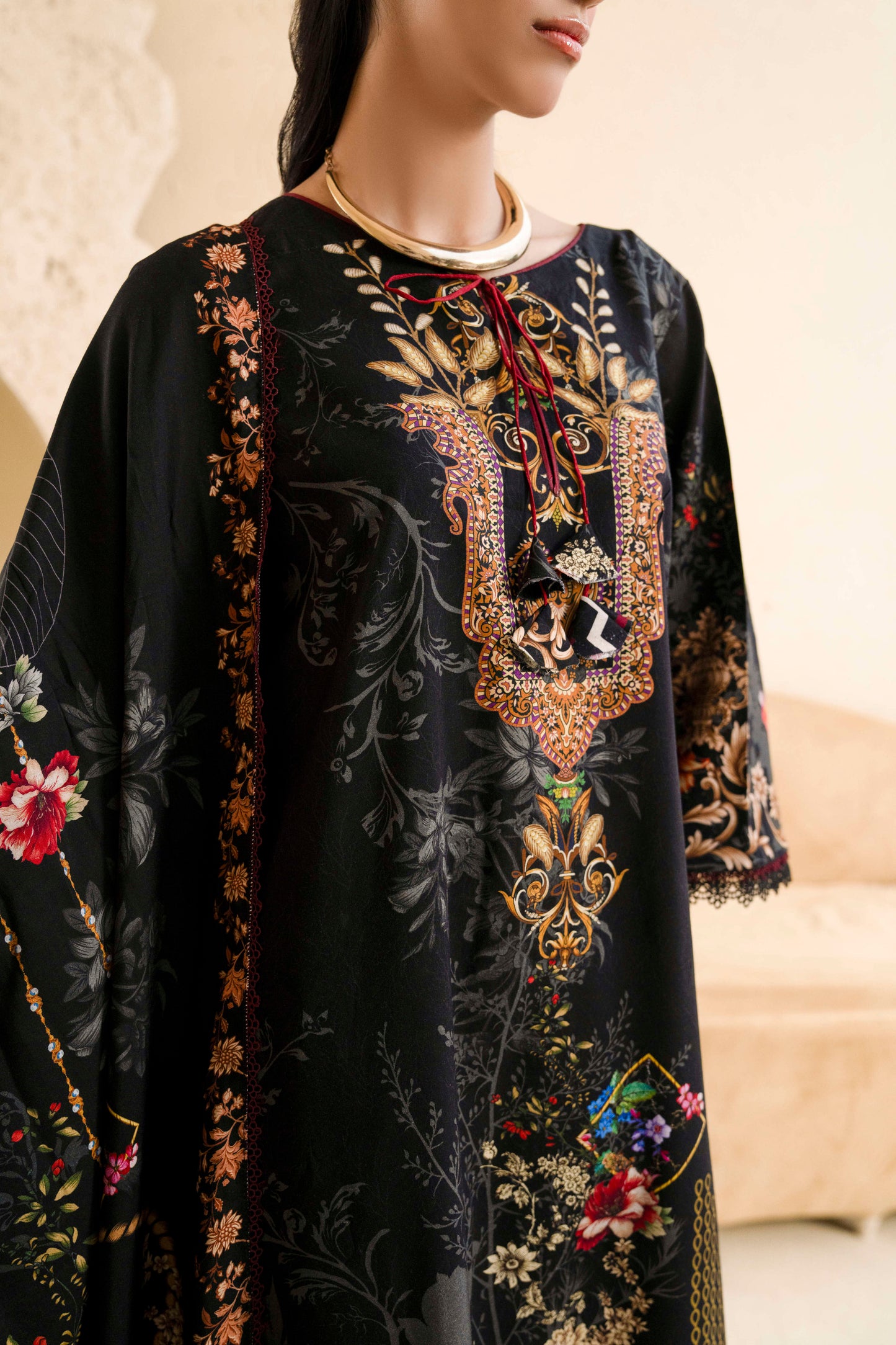 3Pc Firdous Silk Lumen Digital Printed Unstitched Suit Vol-0130