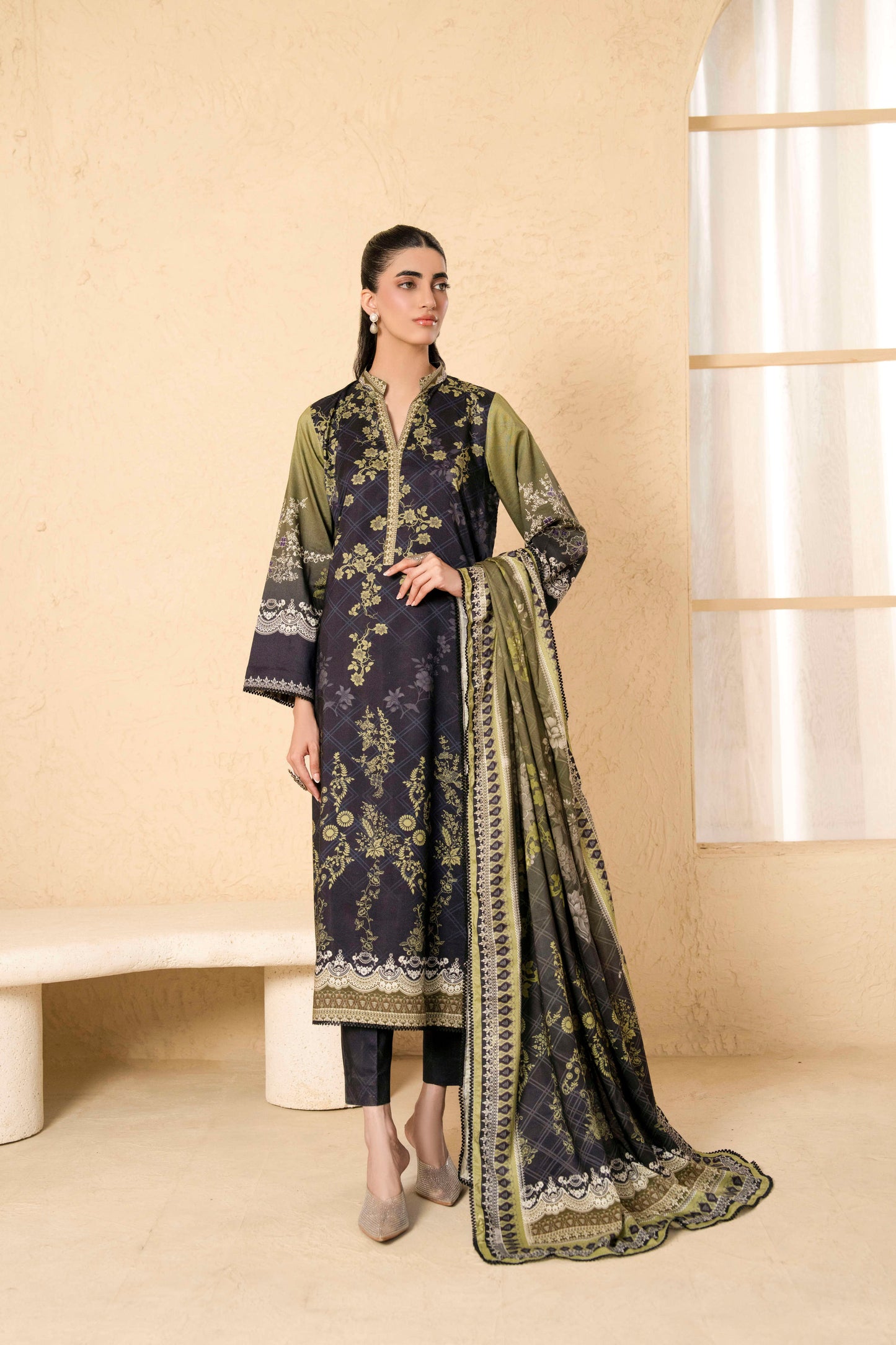 3Pc Firdous Silk Lumen Digital Printed Unstitched Suit Vol-0130