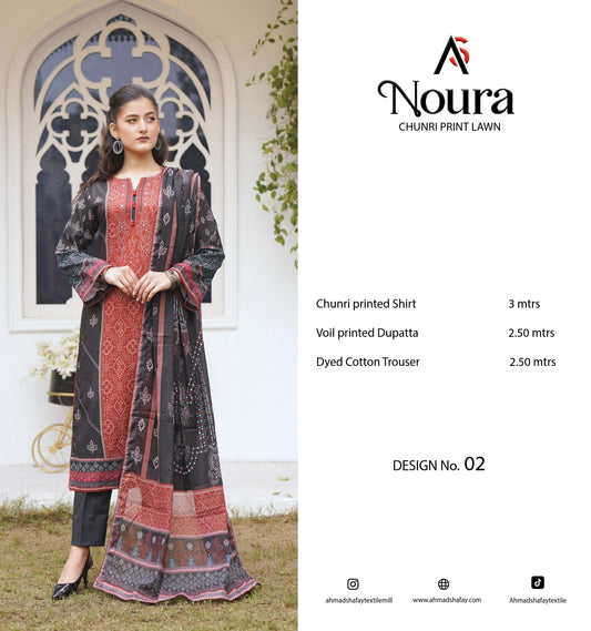 Chunri - Noura 3Pc Premium Lawn by Ahmad Shafay 0138