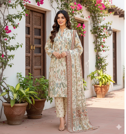 3Pc Stylo Lawn Printed Vol-0011