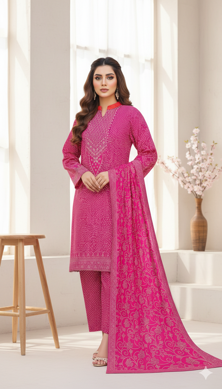 3Pc Stylo Lawn Allover Printed Vol-0011