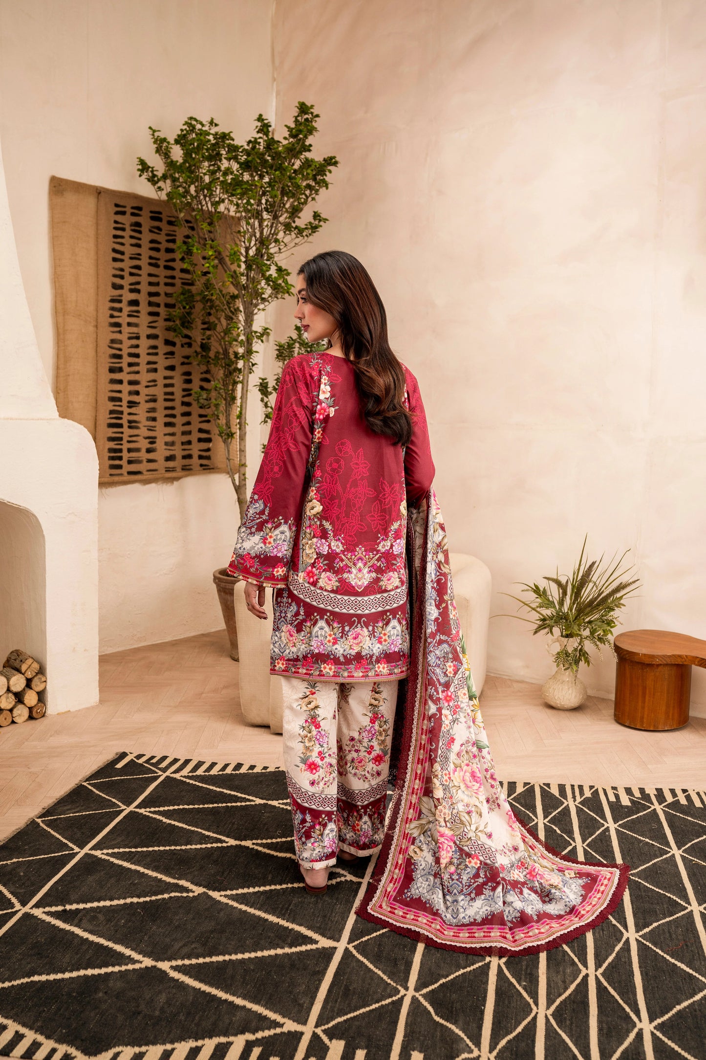 3PC Firdous Lawn  Unstiched Suit Vol-006