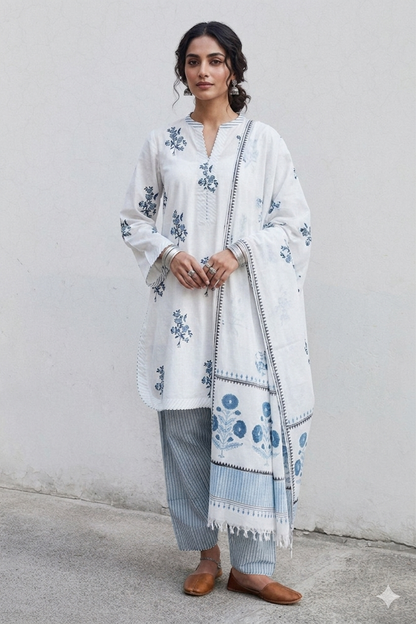3Pc Supima Lawn Suit - 0011