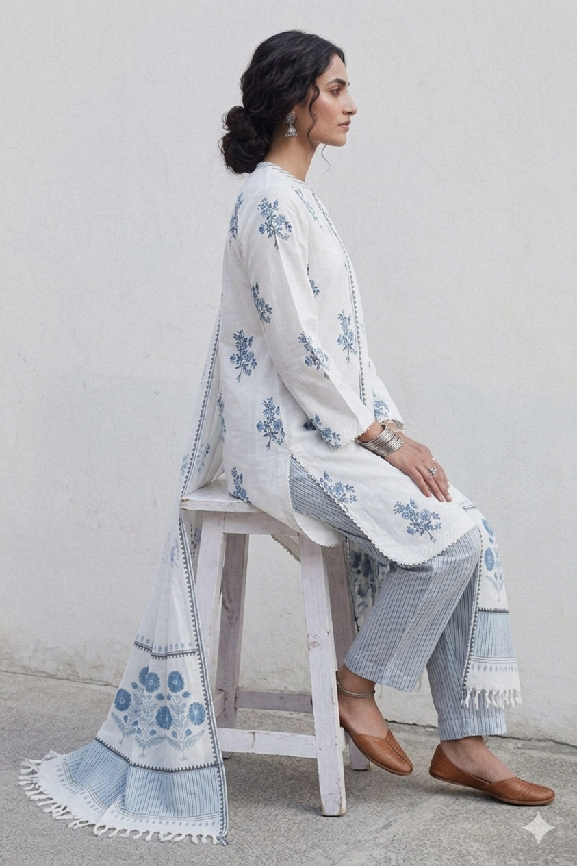 3Pc Supima Lawn Suit - 0011