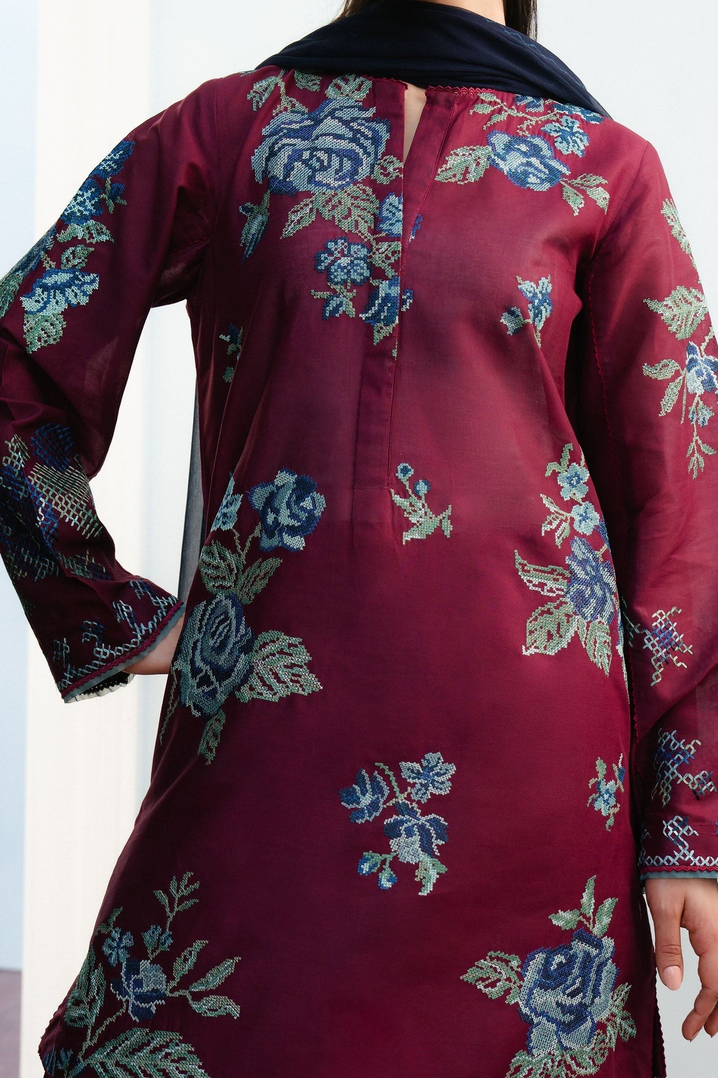 3Piece Embroidered Ricamo Dress
