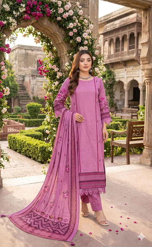 3Pc Supima Lawn Suit Vol-0011